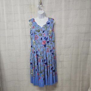 Talbots Light Blue Floral Fit-and-Flare Dress